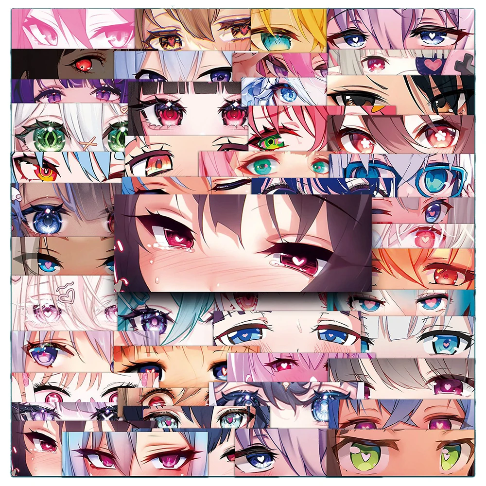 

10/30/50pcs Aesthetic Cartoon Anime Girl Eyes Stickers Cute Graffiti Decals Toy DIY Guitar Luggage Diary Kawaii Sticker for Kids