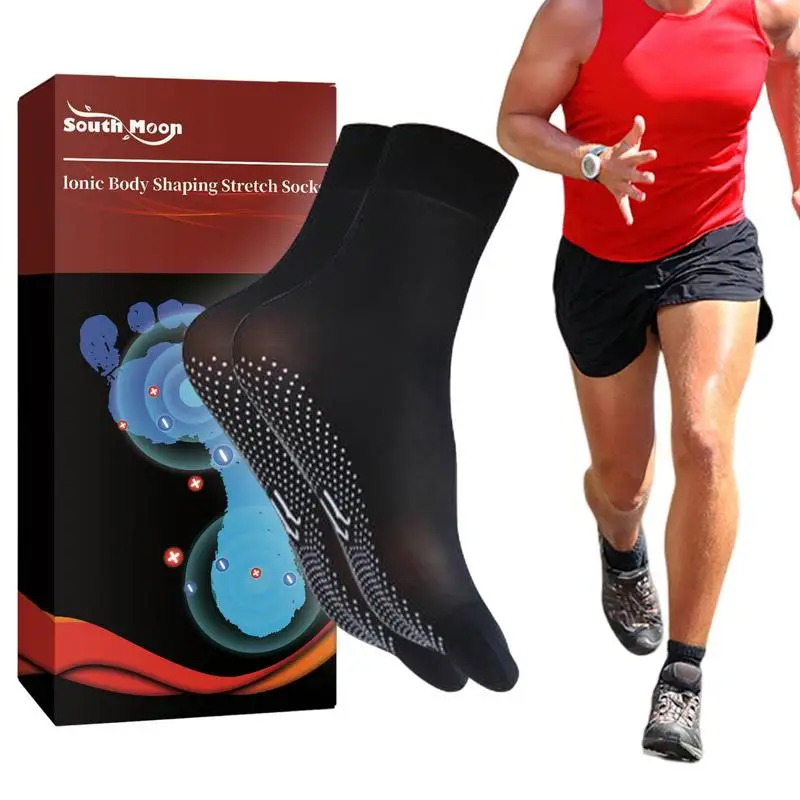 

1Pair Tourmalines Ionic Body Shaping Stretch Socks Slimming Health Sock Elastic Self-Heating Elastic Socks For Sport Foot Health