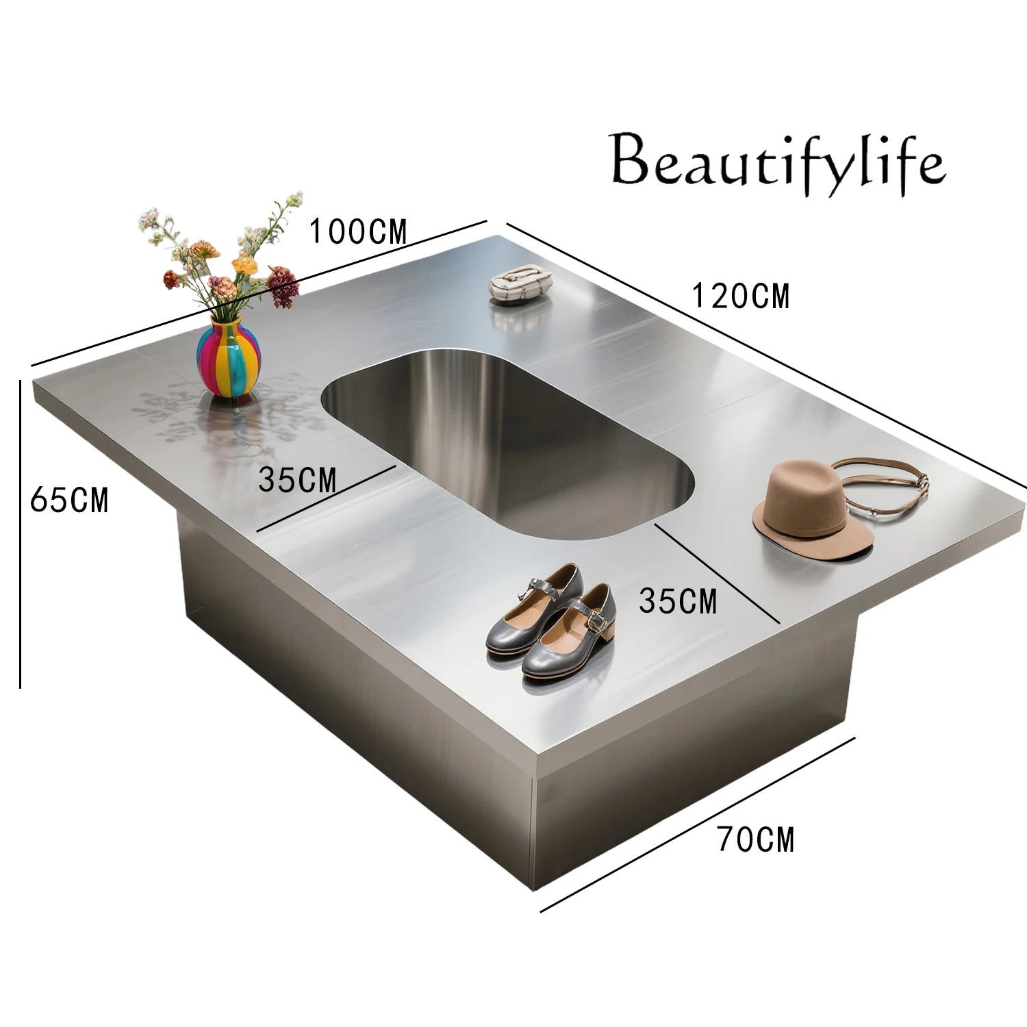 衣料品店 ステンレス製 中島水台陳列台 クリエイティブジュエリーテーブル バッグ 靴陳列台
