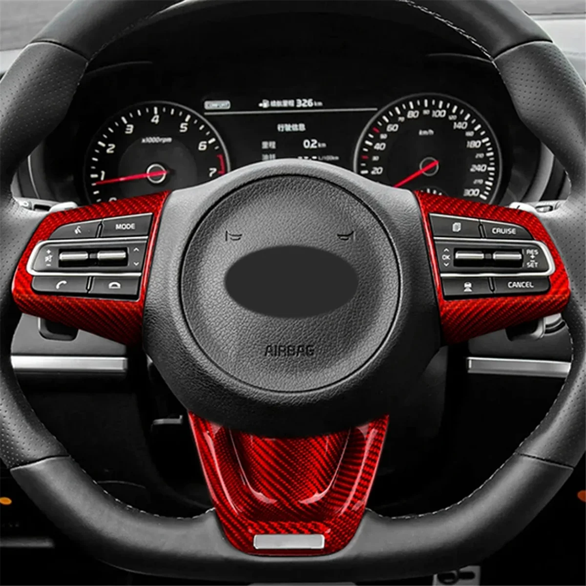 Car Steering Wheel Panel Real Hard Carbon Fiber Cover Interior Trim Accessories for Kia Stinger 2018-2023