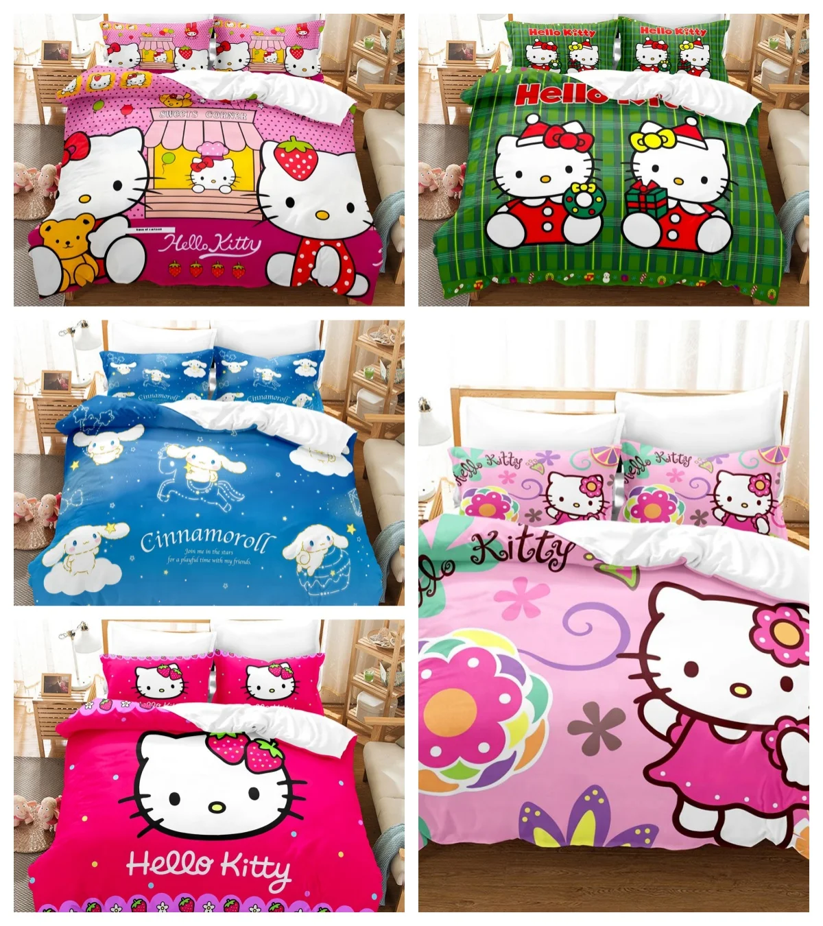 

Hello Kitty Sanrio мультфильм большой размер комплект постельного белья Kawaii розовые кошки пододеяльник для девочек детский один декор домашнее постельное белье на заказ