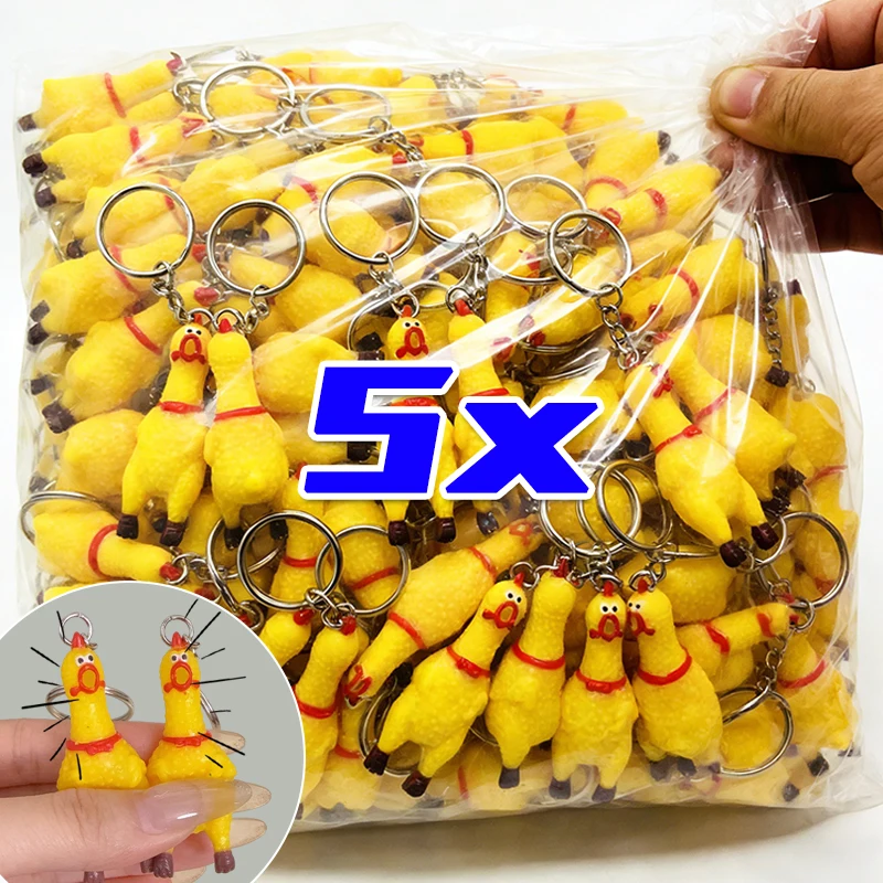 Mini Llavero Colgante de Goma con Forma de Pollo que Grita, Amarillo, con Sonido de Pollo, Regalo Creativo para Niños y Amigos