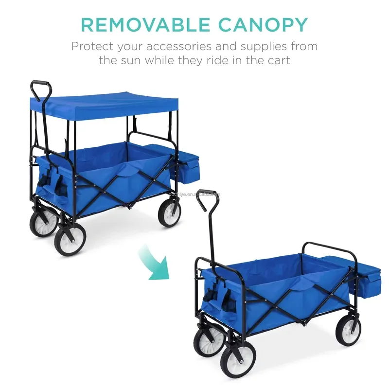 for CHIYE Foldable Collapsible Alloy Steel Wagon Cart Wheels Lightweight for Groceries Picnic Small Hauls Apartment Moving
