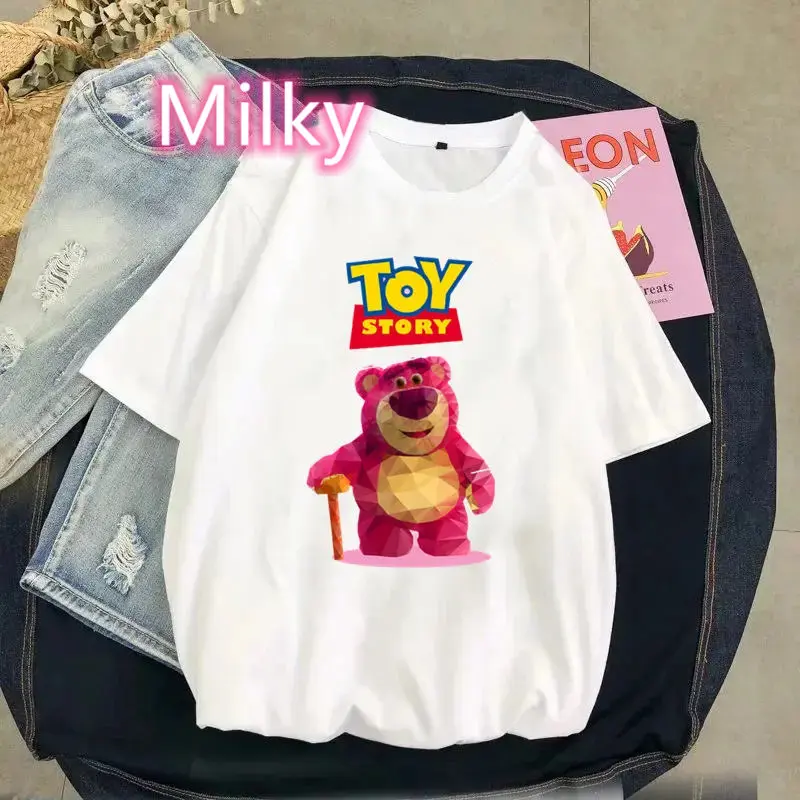 Strawberry Bear Lotso T-shirt Top T Shirt Women Harajuku Tshirt White Short Sleeve Girls New Woman Graphic T-shirts Dropship