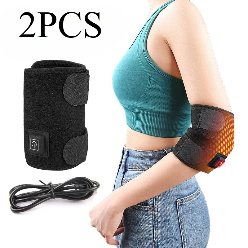 

2/1PCS Electric Heated Knee Massager Brace Adjustable 3 Gear Temperature Elbow Protector Hot Compress Shoulder Protective Belt