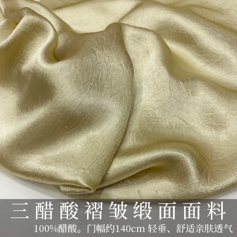 

Triacetic acid pleated satin fabric for tops shirts dresses strappy pants and other clothing fabrics