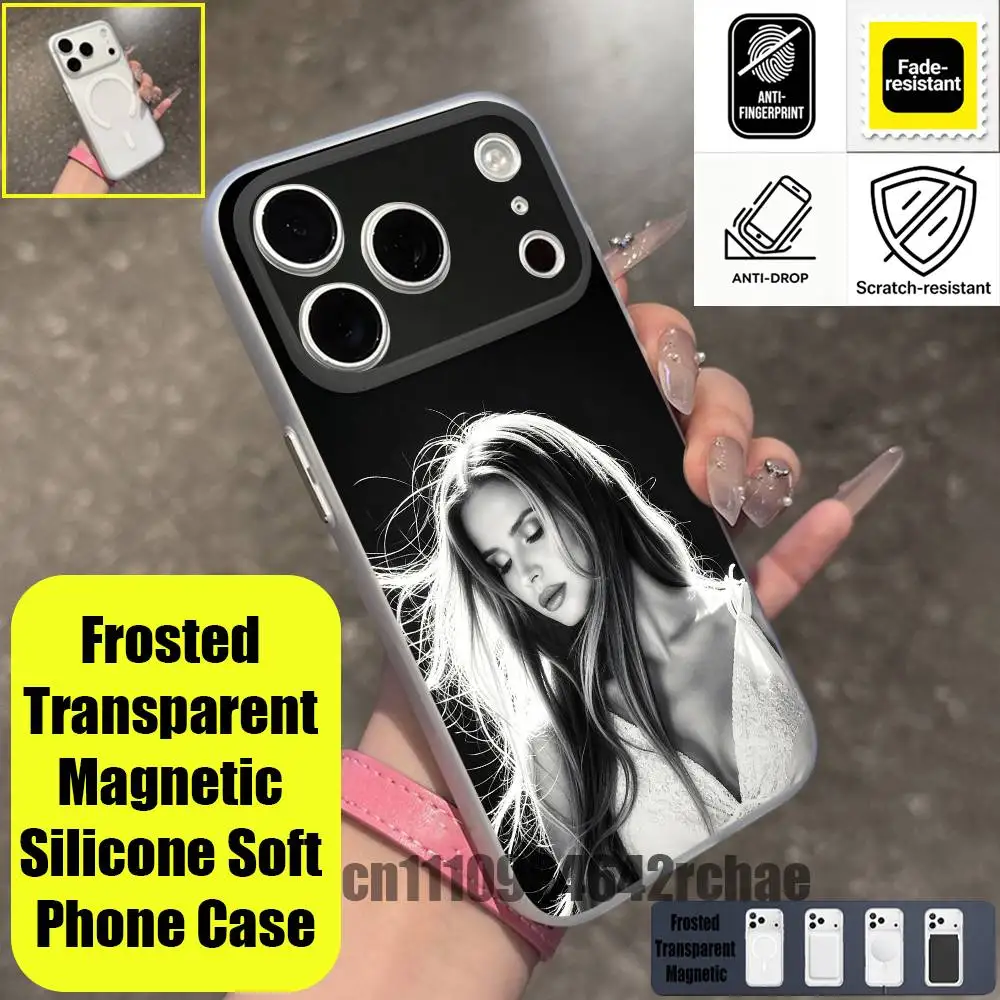 For iPhone 15 16 12 14 13 17 11 E Mini Plus Air Pro Max For Magsafe Magnetic Clear For L-Lana Del Rey Singer Phone Case