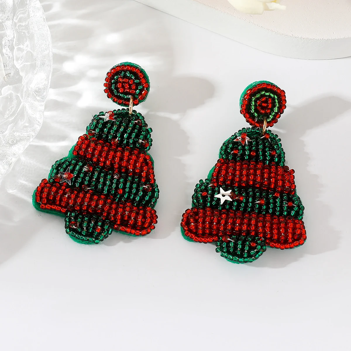 اليدوية شجرة عيد الميلاد مطرز استرخى أقراط احتفالية عطلة هدية مجوهرات لوازم الحرف زخرفة الديكور