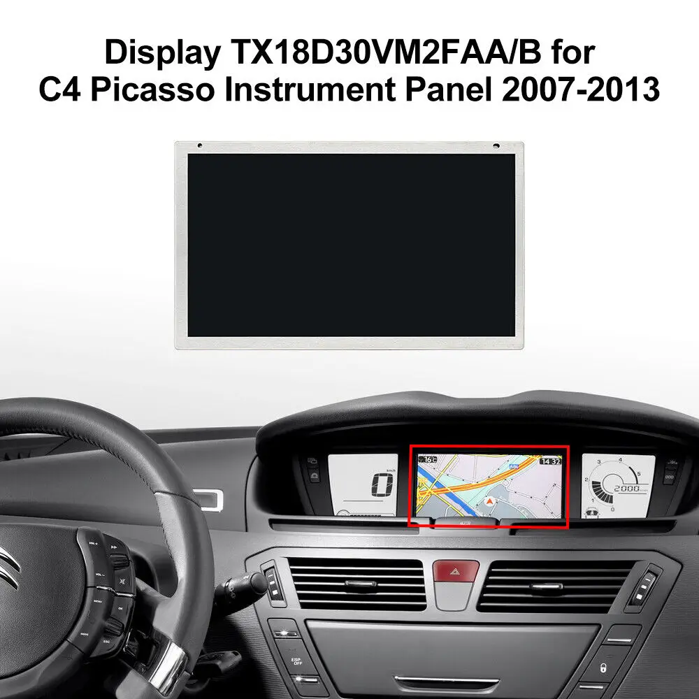 Original 7-inch TX18D30VM2FAB Color LCD Display Screen For Citroen C4 Picasso Instrument Panel Repair And Replacement