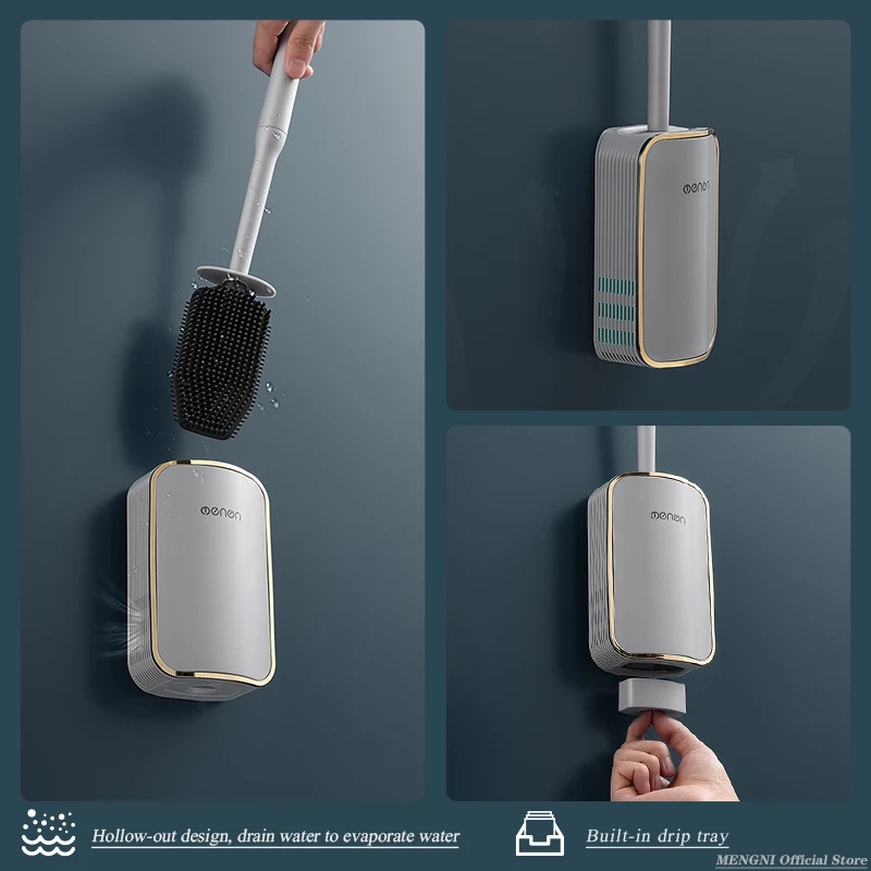 MENGNI escobilla de baño de alta calidad, herramienta de limpieza de drenaje rápido con montaje en pared, juego de accesorios de baño
