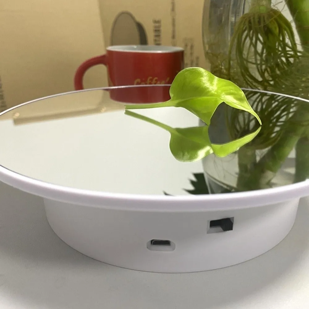 

2 in 1 Rotating Turntable 360° Rotation Motorized Electric Display Stand with Mirror Jewelry Holder Jewelry Display Platform