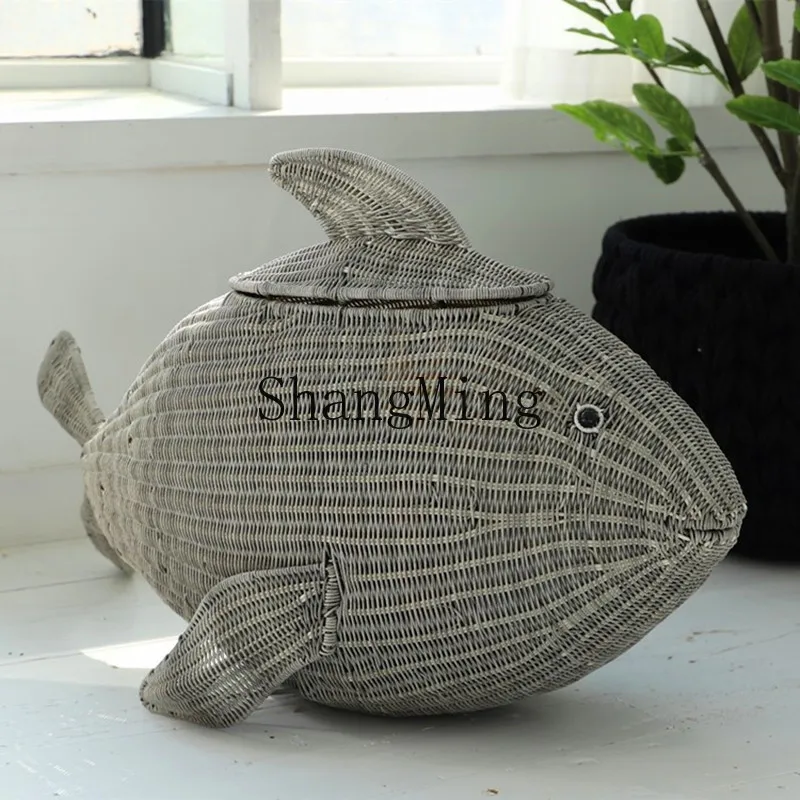 

CL natural rattan creative storage box features handmade decorative art ornaments