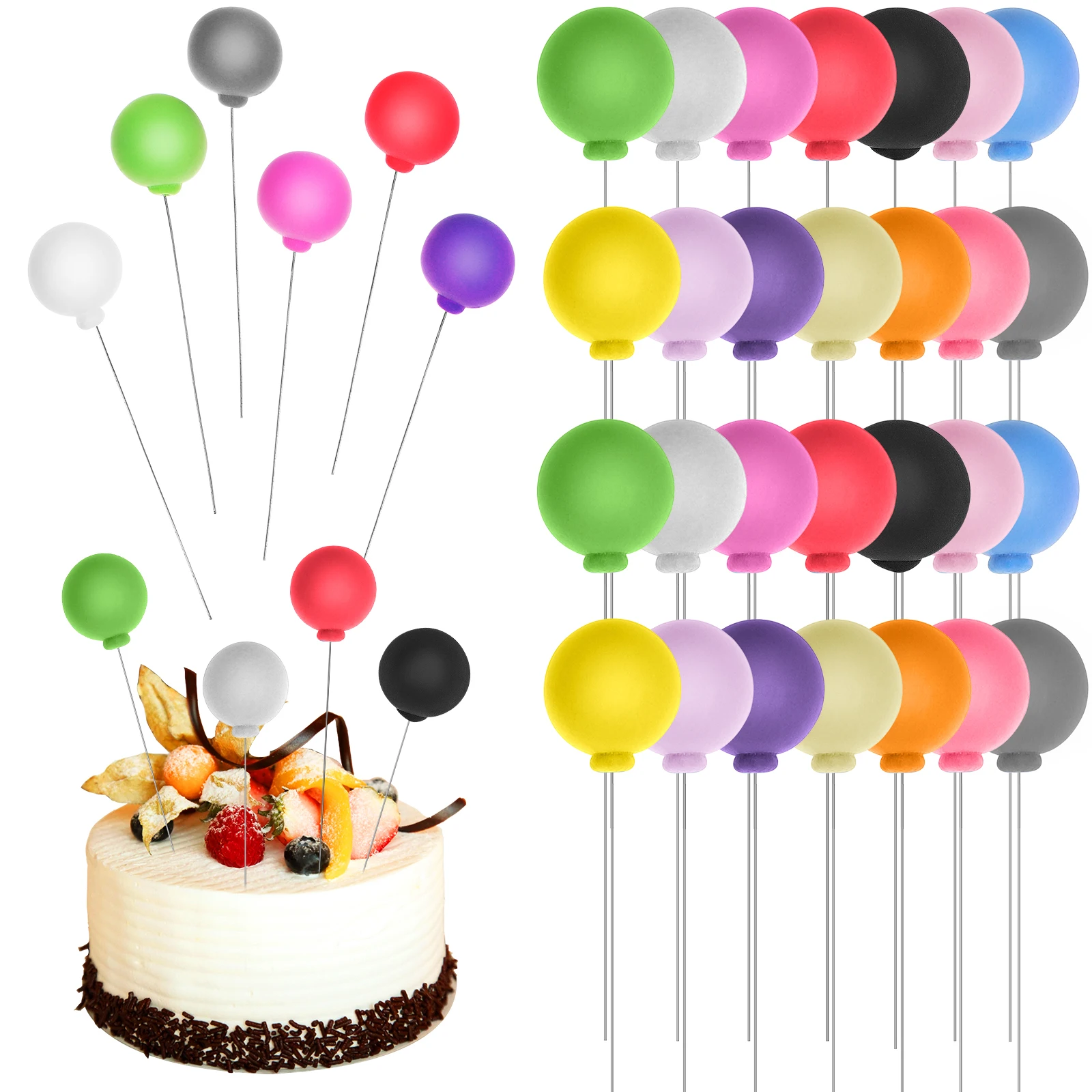 

30 Pcs Foam Balls Mini Cake Decor Colorful Rainbow Birthday Wedding Baby Shower Festival Supplies Cake Decoration