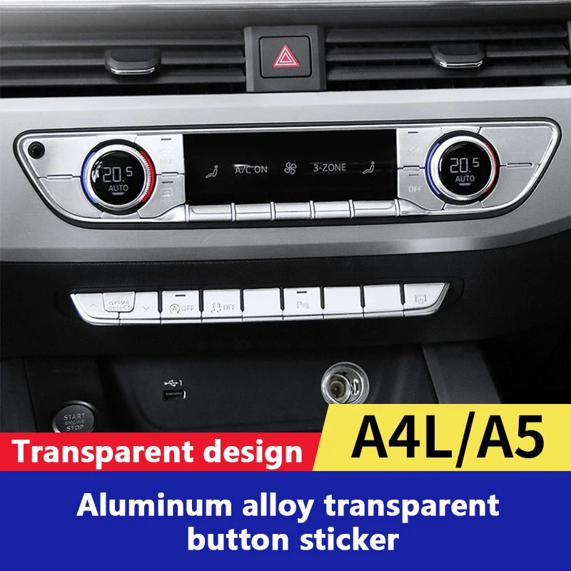 Car central control button decoration protection sticker For For Audi A4L A5 headlight switch air conditioning button sticker