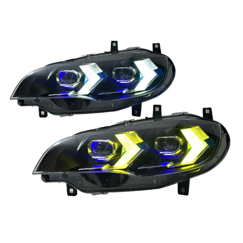 -For Upgraded Full LED Headlight Assembly for X6 E71 2008-2014 Old to New Style LED Lens Daytime Running Light DRL^