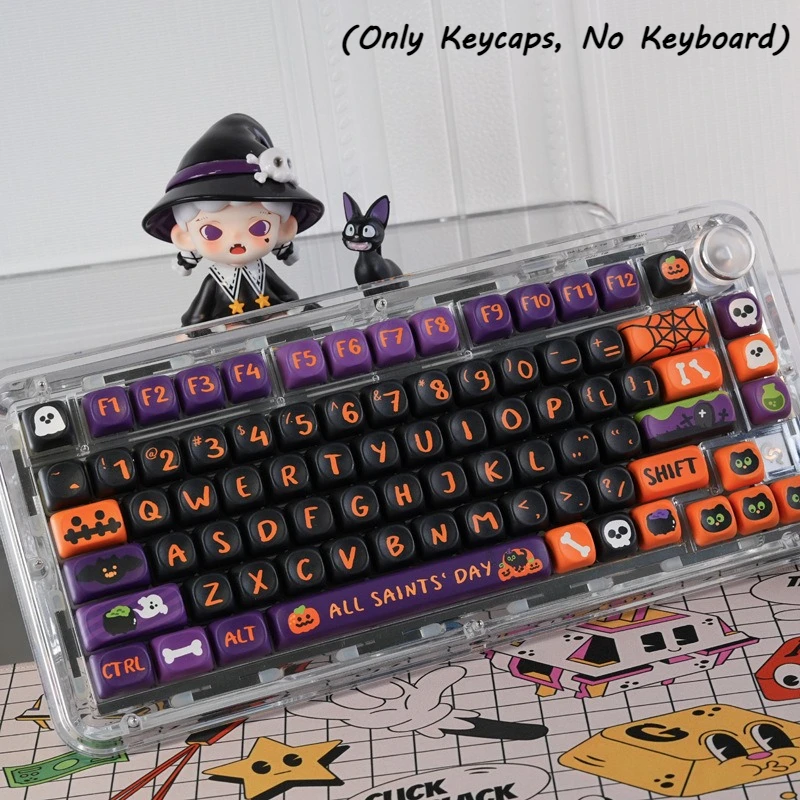 

130 Keys Keycap For Mechanical Keyboard Accessories Halloween Theme MOA High Keycap Set PBT Material Sublimation Process Keycap