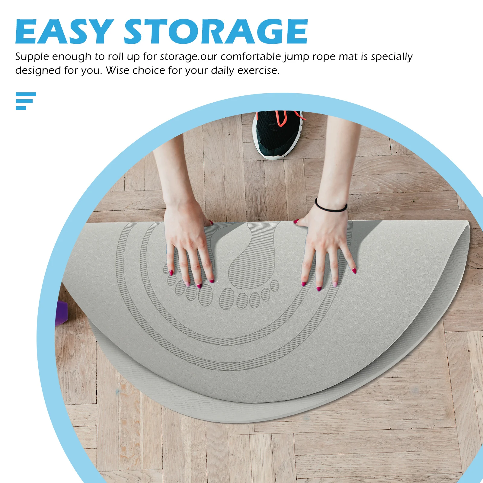 

1pc Non-Slip Jump Rope Mat Premium Tpe Soundproof Floor Pad For Home Gym Yoga Pilates Fitness Indoor Shockproof Ground Exercise