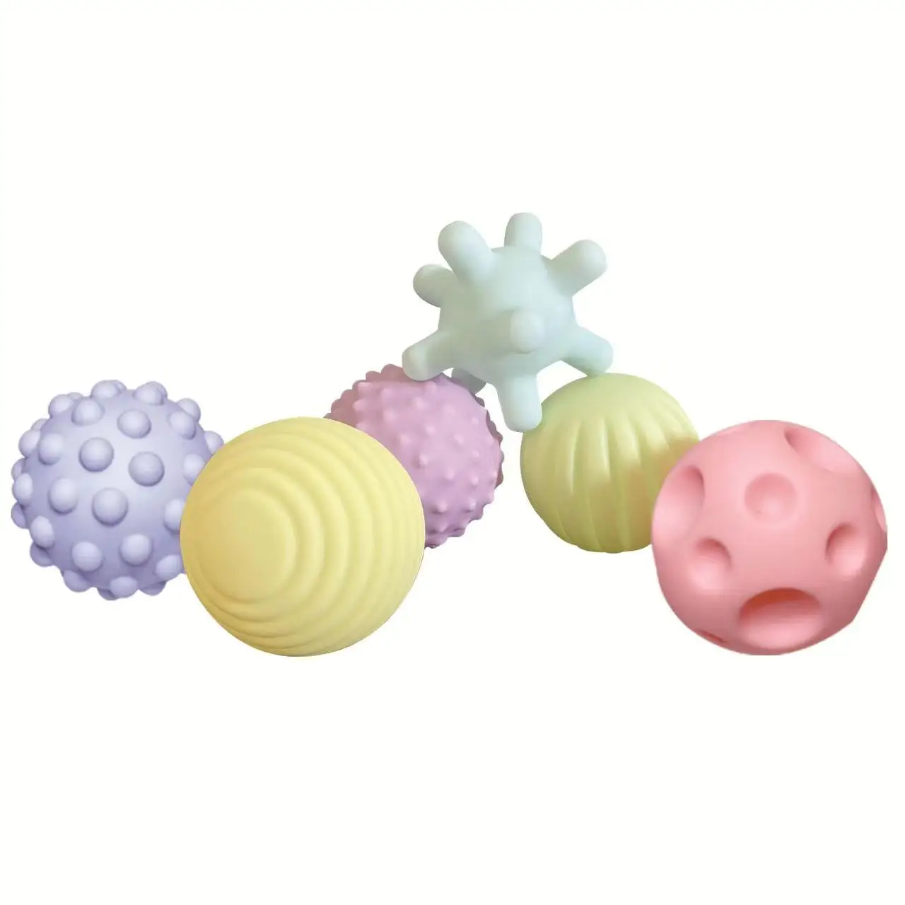Bolas sensoriais texturizados para crianças, brinquedos do bebê, bola de toque de mão, bola de massagem macia, brinquedos infantis chocalho sentidos, 6 peças