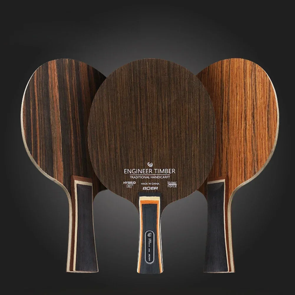 Ebony Rosewood Table Tennis Board Professional Pong Paddle Table Tennis Racket Bottom Plate 7 Ply Pong Blade Long Hand