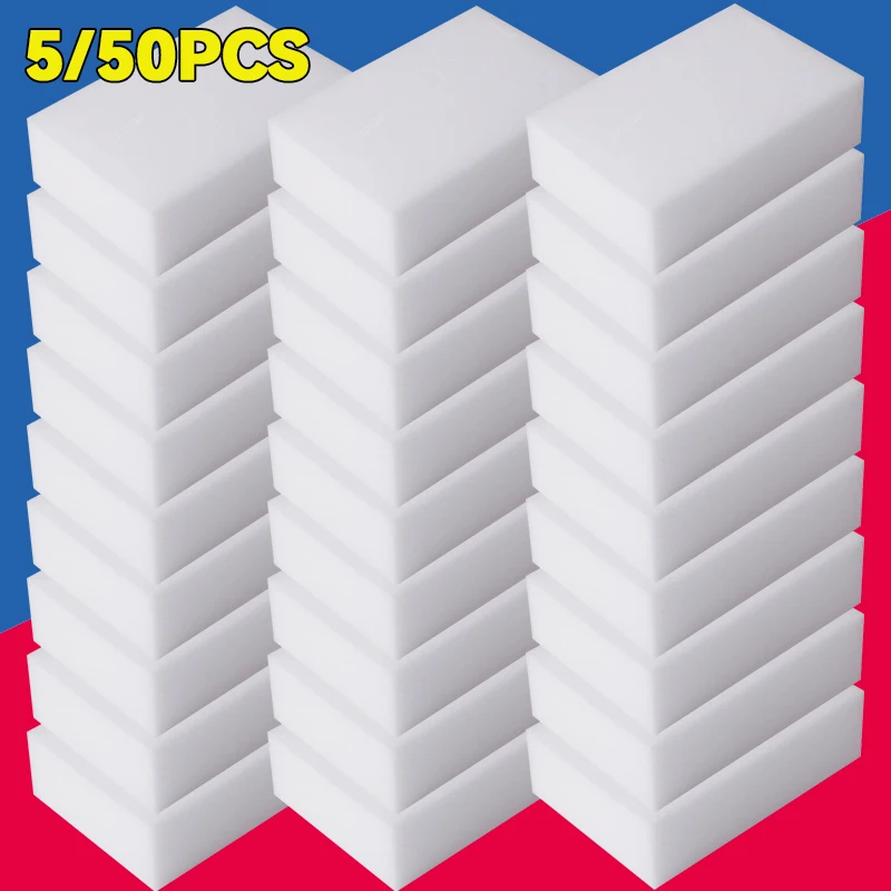 Melamine Sponge Magic Eraser, Limpador de esponjas, Esponjas para cozinha, banheiro, ferramentas de limpeza, 5 pcs, 50pcs