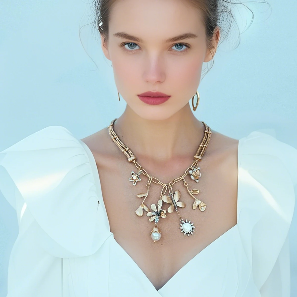 

2025 New ZAA Butterfly Charm Combination Necklace Fashionable Gold-plated Heart-shaped Star Butterfly Flower Jewelry Accessories