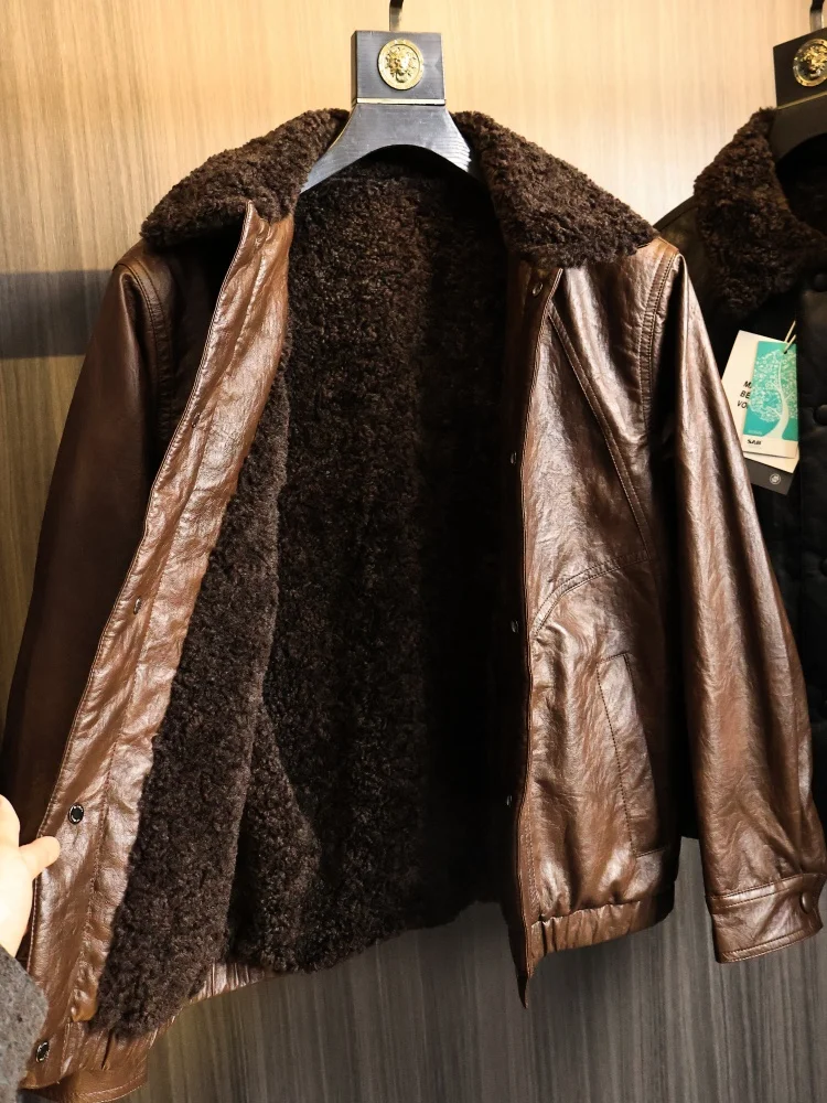 

Байкерский джинт из искусственной кожи с завышенной ретро, повседневная верхняя одежда с теплым воротником для мужчин, осень-зима, Cosite Particle Fce