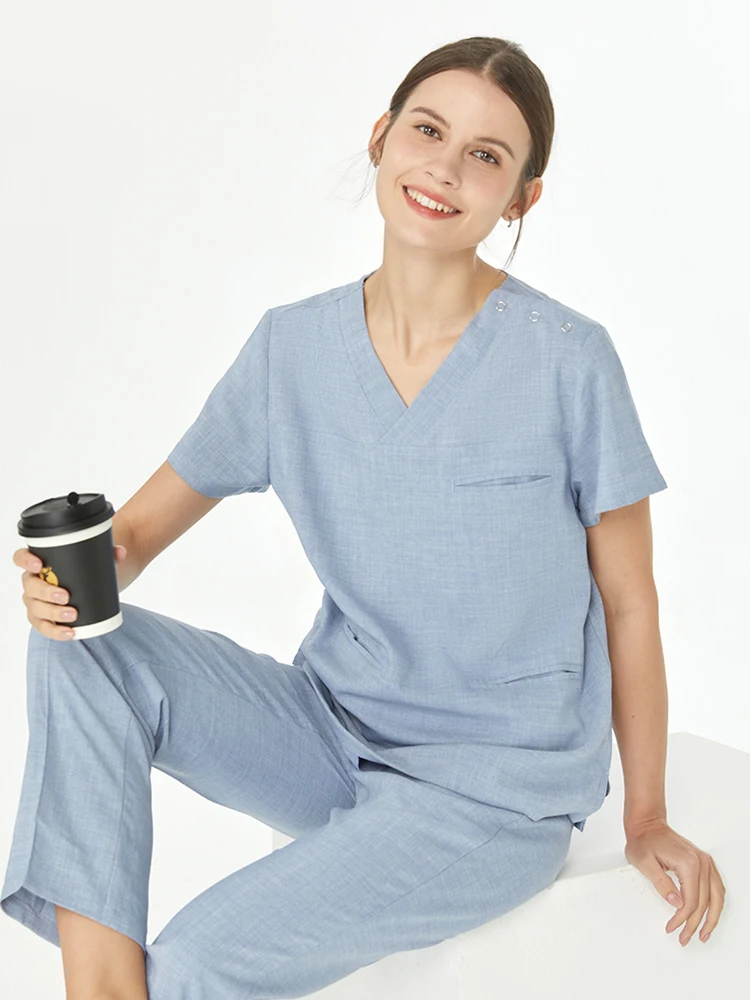 Micro Stretch Women's Pediatric Nursing Uniforms Medical Nurse Scrubs Uniforms Moisture-wicking Veterinary Healthcare Outfit 606