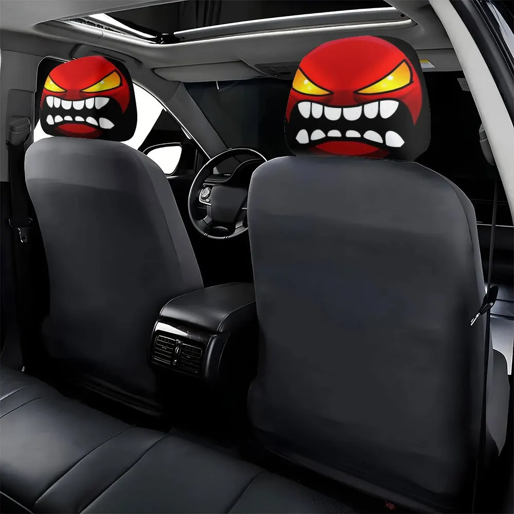 2 pieces of angry and funny expression printed car headrest covers, washable, easy to install, stain-resistant and oil-resistant