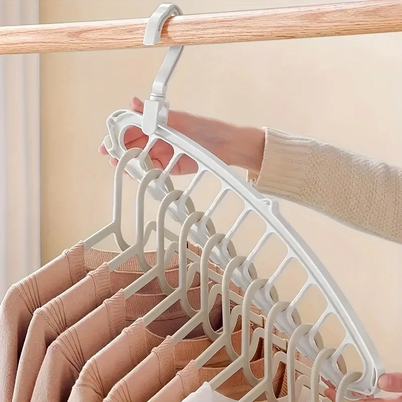 1pc 11 hole multifunctional traceless clothes hanger, clothes hanging rack, bedroom wardrobe storage artifact
