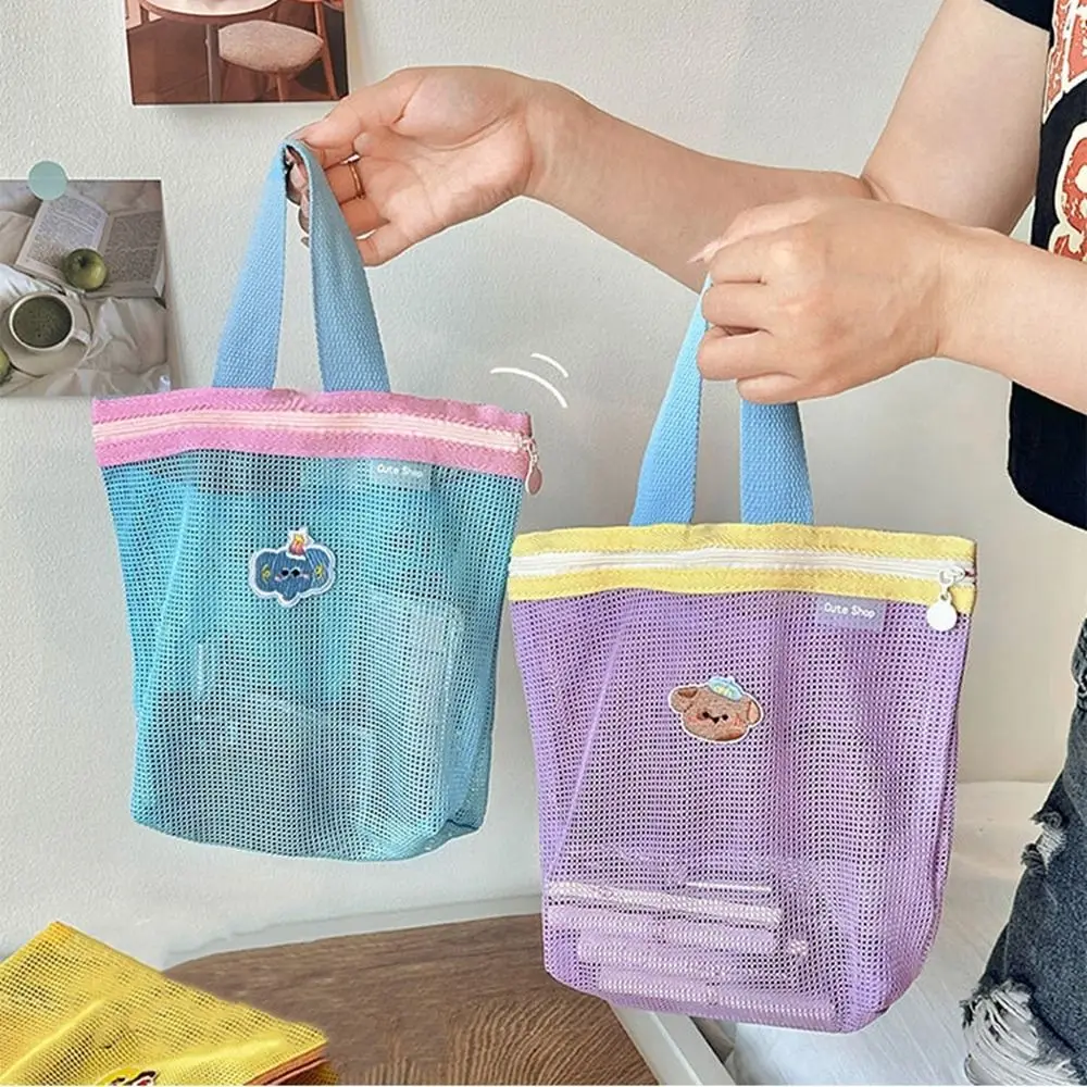 Borsa portaoggetti per la cura della pelle Borsa per cosmetici da donna Pennello per trucco Cancelleria per studenti Borsa portaoggetti in rete Rossetto Articoli da toilette di grande capacità