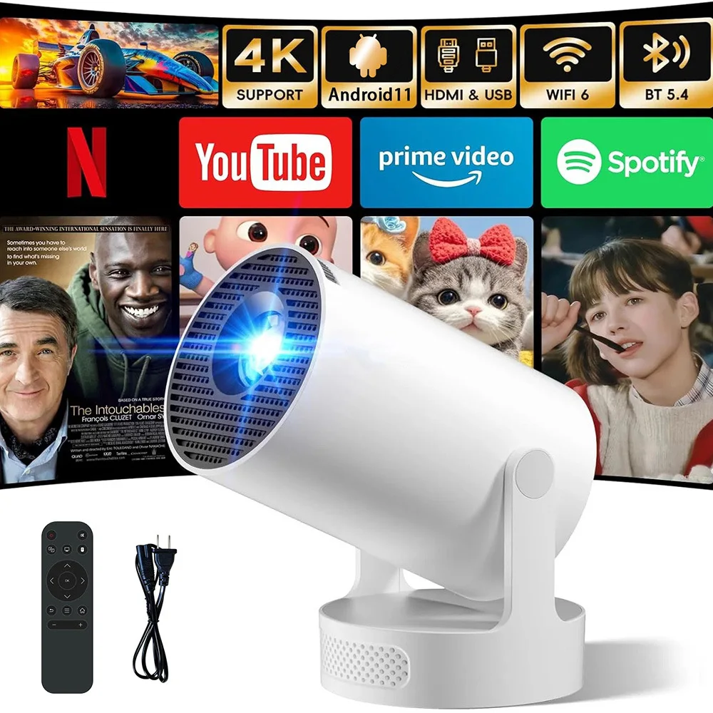 Barrel Projector Home Android 14 Bluetooth 4K Portable Mini