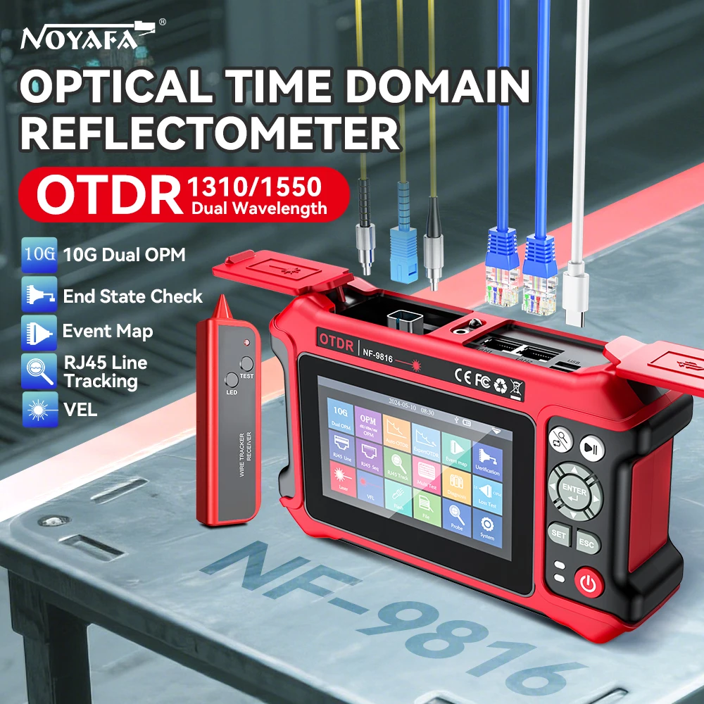 OTDR Expert NF-9816 pour test multi-cœurs de fibres optiques 10G, réflectomètre optique temporel avec fonctions OPM, OLS, VFL et cartographie