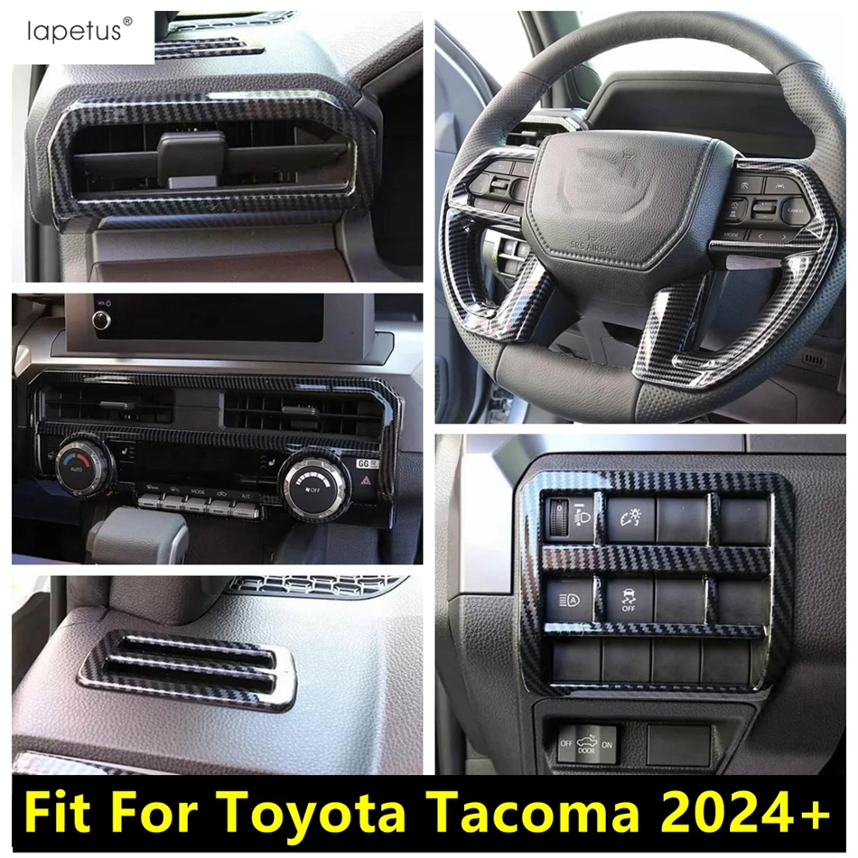 

Carbon Fiber Accessories Central Control AC Air Conditioning Side Outlet / Steering Wheel Cover Trim For Toyota Tacoma 2024 2025
