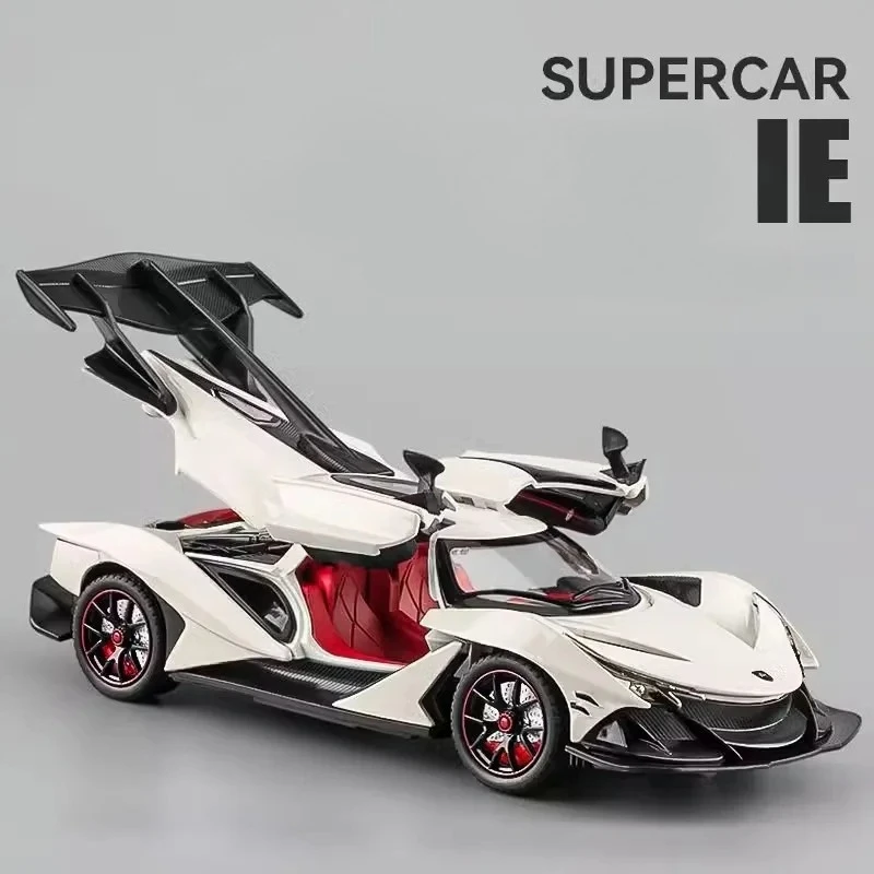 

Масштабная модель спортивного автомобиля 1:24, литая под давлением, из сплава, с открывающимися дверями, амортизацией, звуком и светом, для детей, подарки