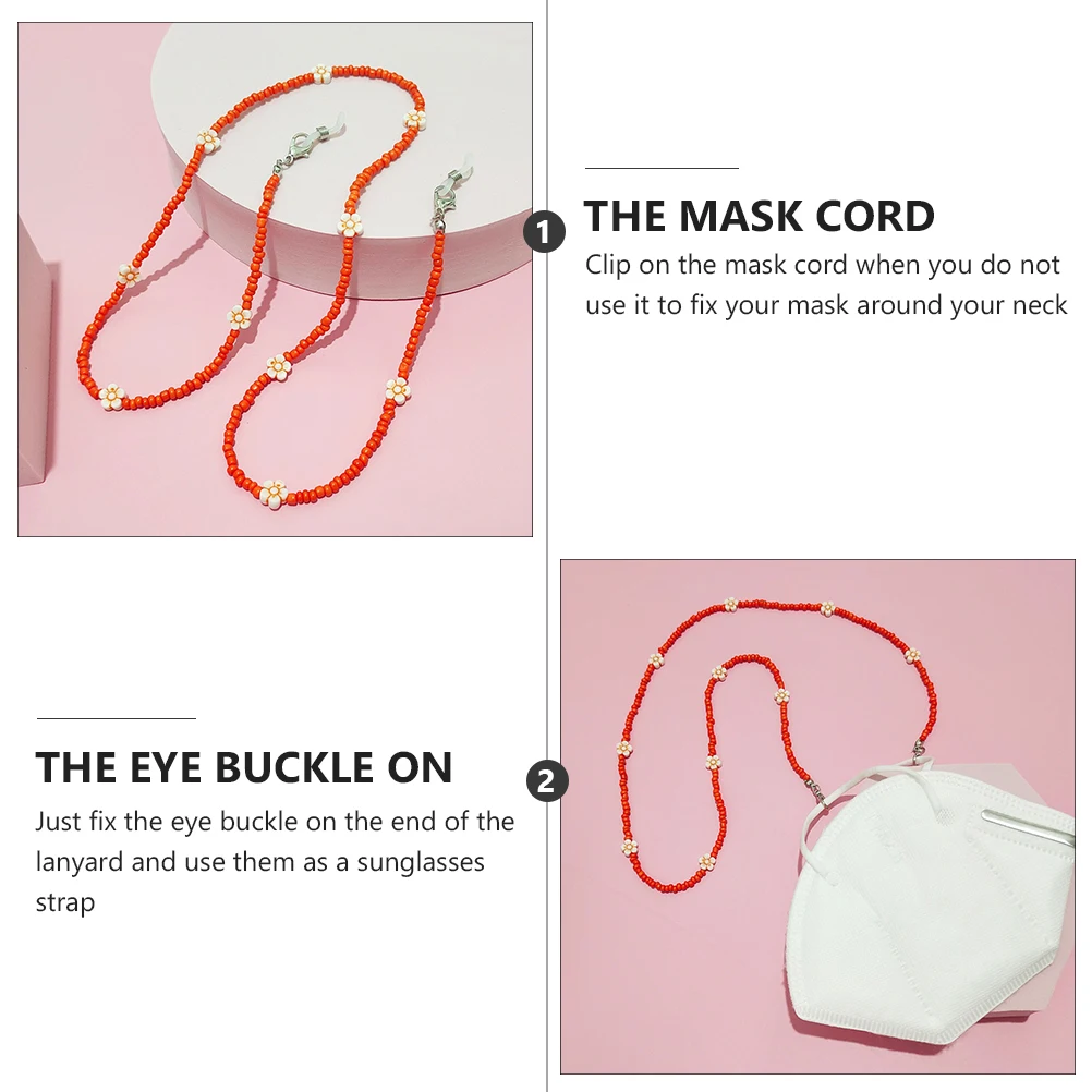 Multi-uso frisado cordão corrente estilo boêmio máscara cordão e óculos cinta titular retentor pescoço cabide para mulheres homens crianças rosto