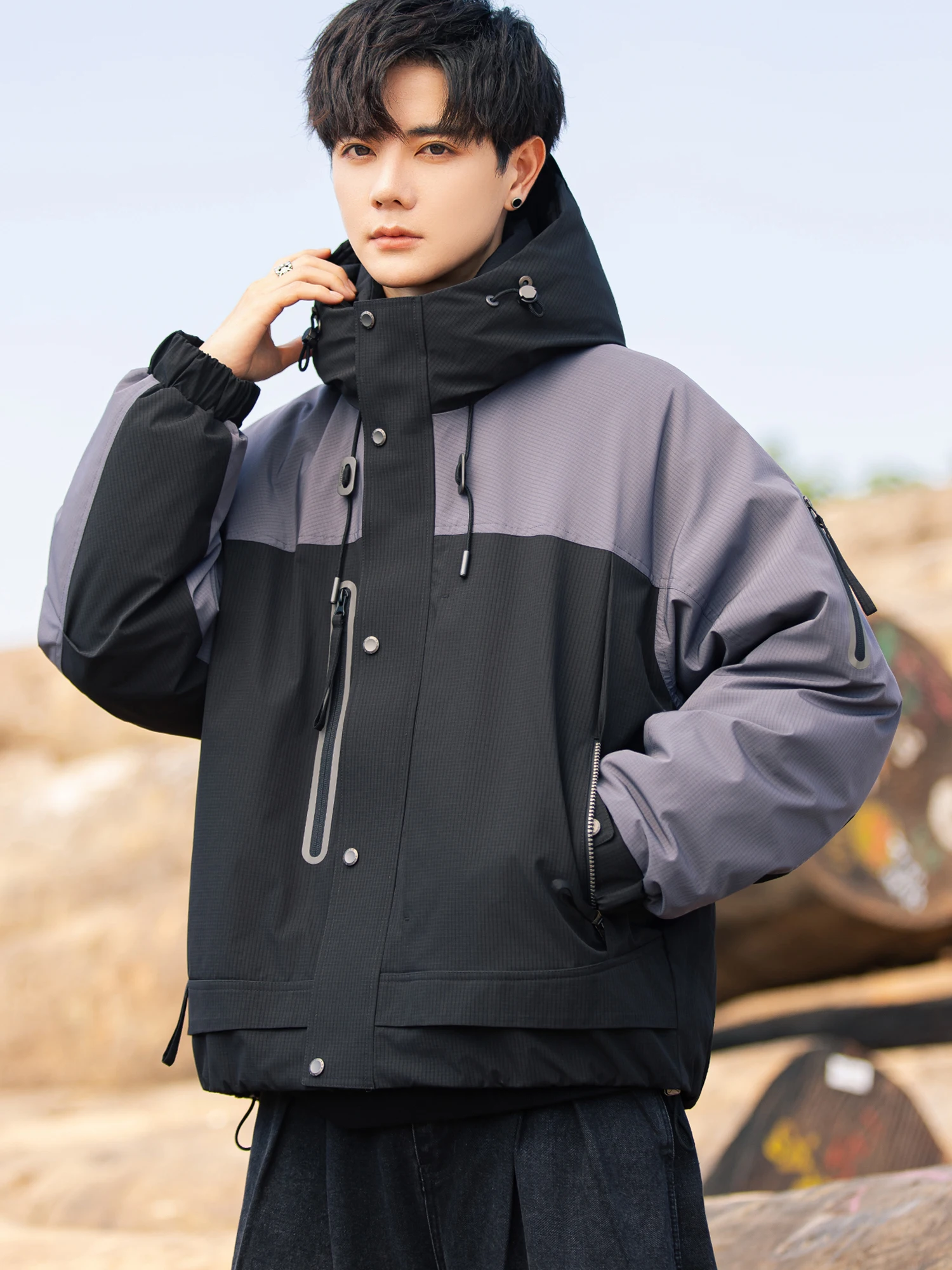 

Мужская стеганая пуховая куртка белого цвета с наполнителем из перьев, теплая, ветрозащитная, повседневная, для молодежи, зимняя верхняя одежда, модная