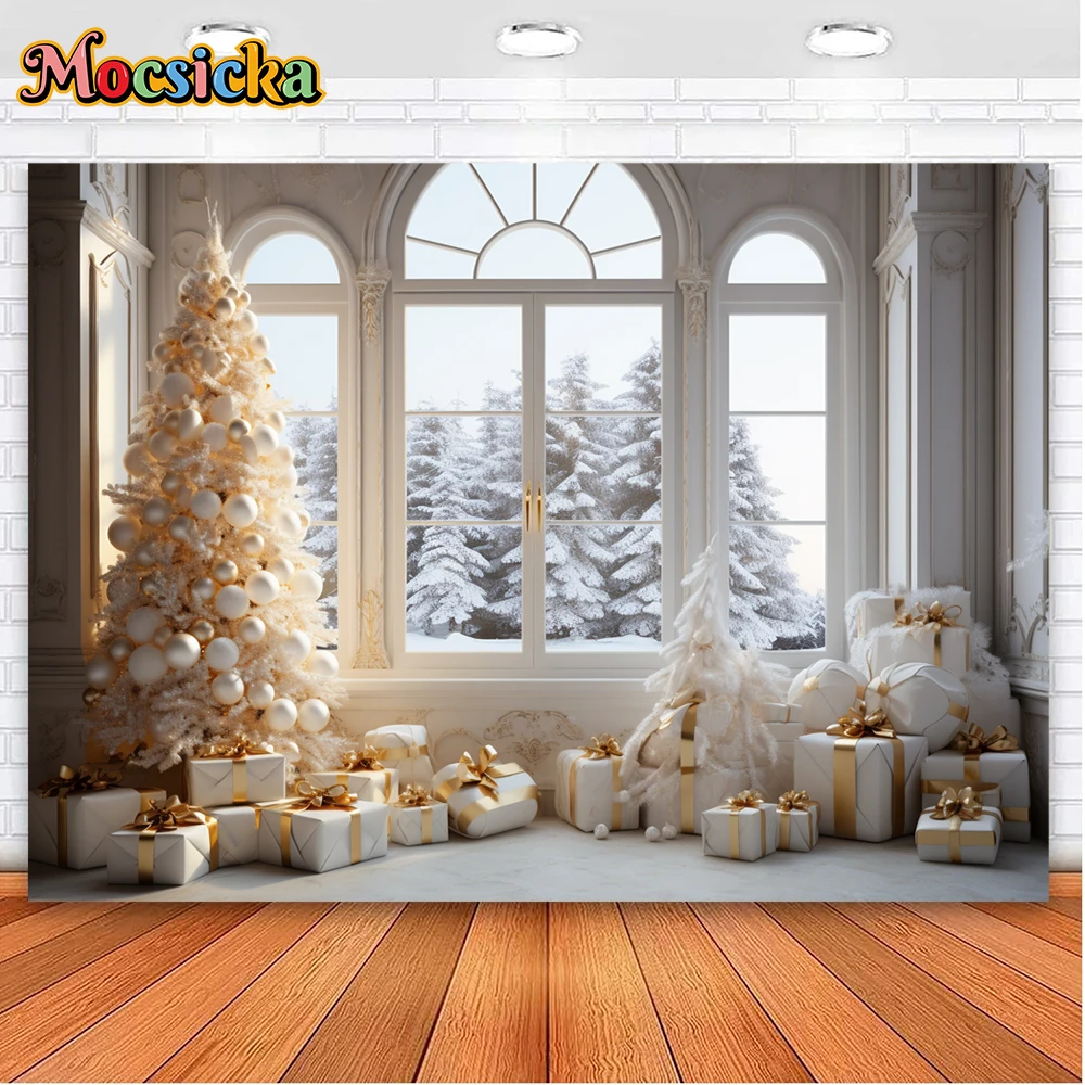 Mocsicka Winter Kerstfotografie Achtergronden Kerstcadeaus Vakantie Feest Familie Kinderen Portret Foto Backdrops Studio