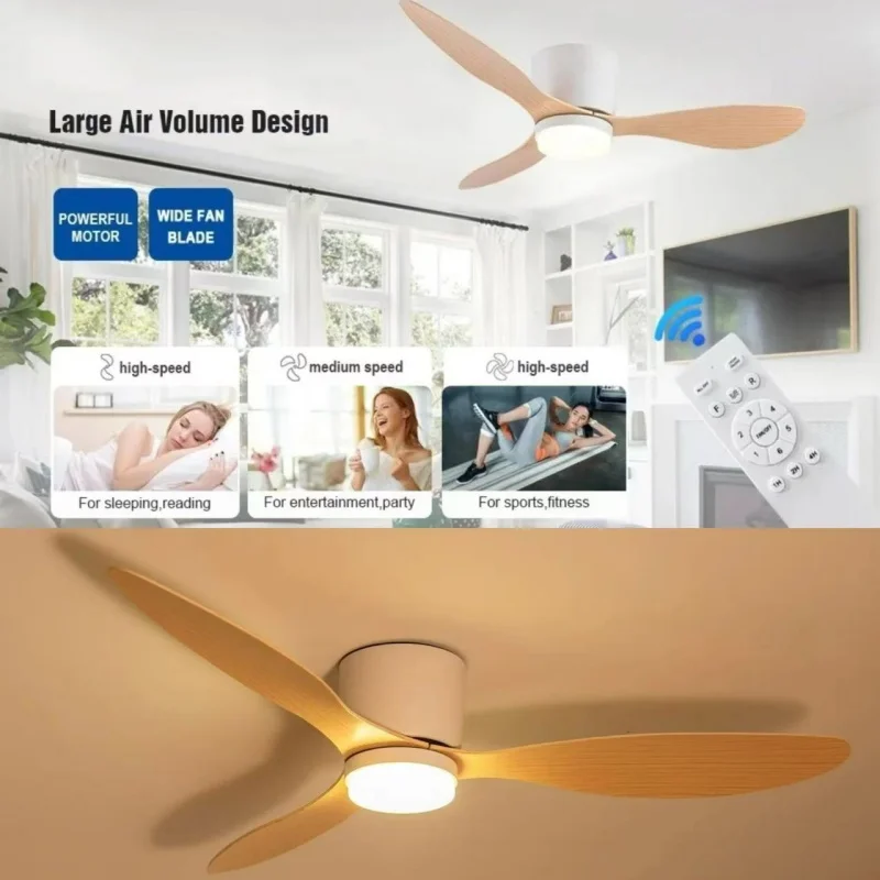 

42Inch Modern LED Ceiling Fan Light Strong Winds Living Room Restaurant Household Electric Fan Mute With Lamp Ceiling Fan 220V