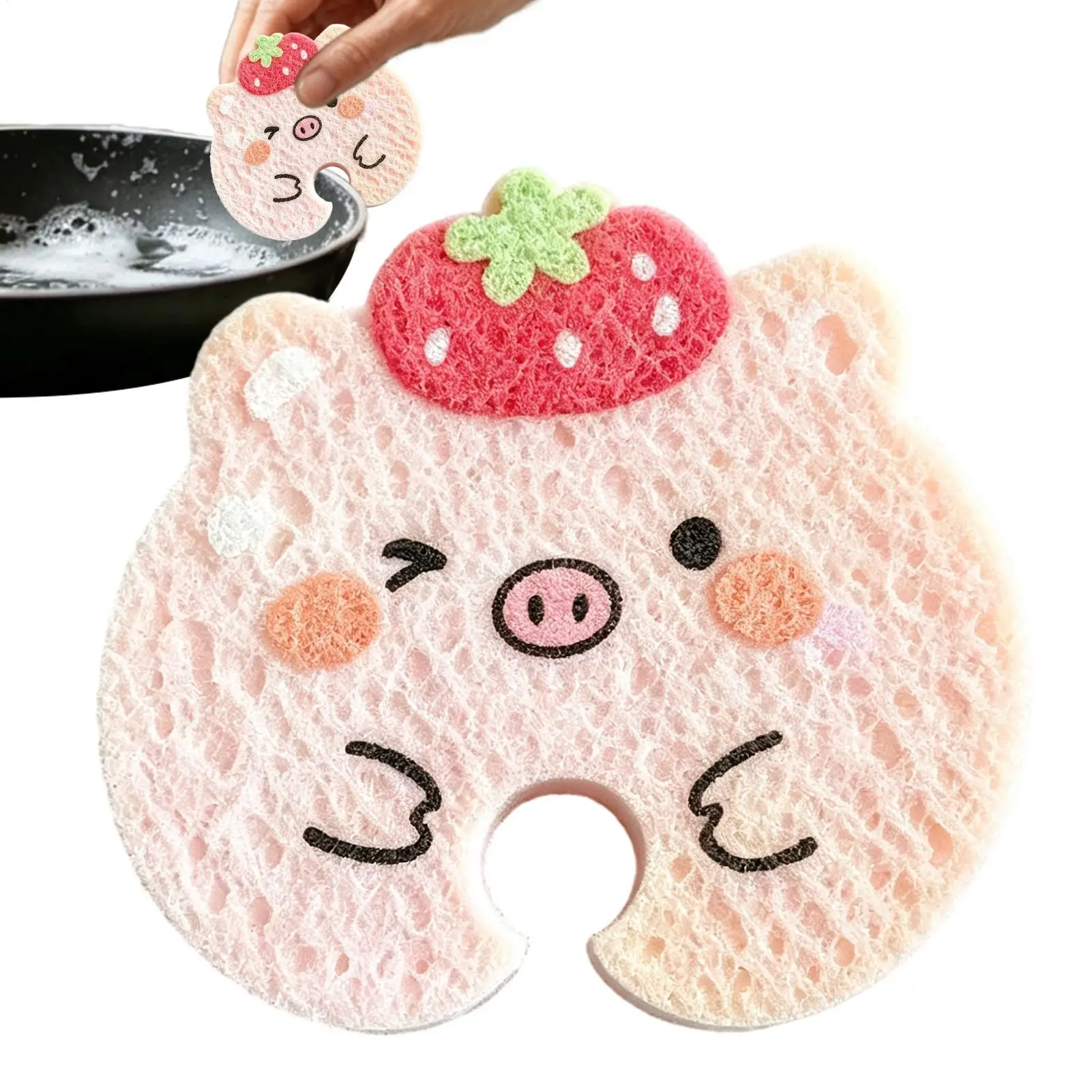 Non-scratch Cleaning Scrubber  Sponge Cartoon Animal Shape Kitchen Brush For Household Tableware Restaurants Home