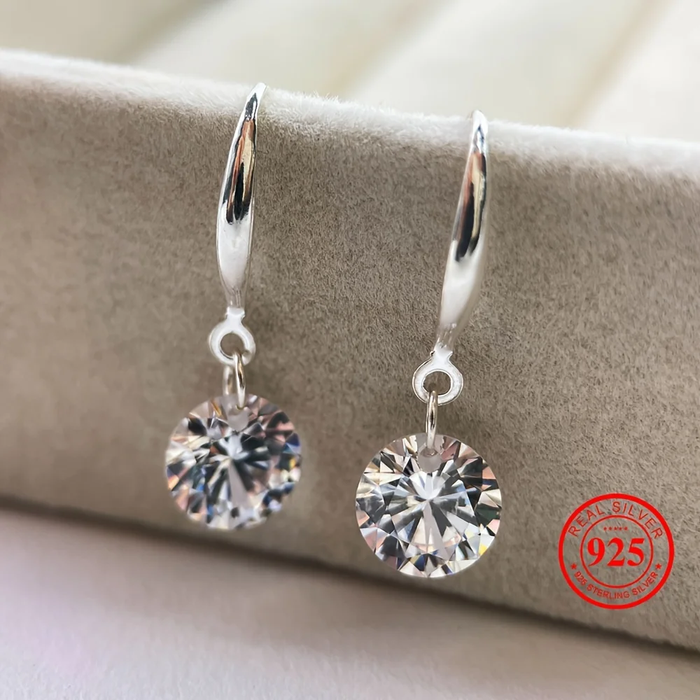 

1 pair of 925 silver cubic zirconia earrings with low allergy, suitable for daily wear and holiday gifts