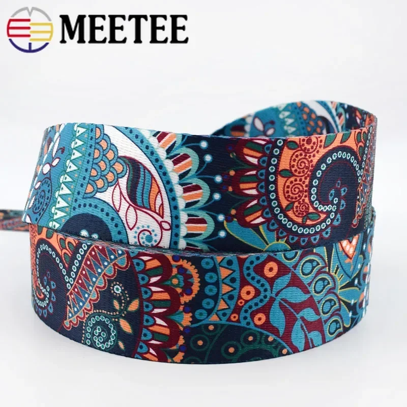 5M/10M 38mm Fashion Print Ethnic Jacquard Webbing Bags Strap Ribbon DIY Textile Clothing Belt Decor Sew Accessory RD033