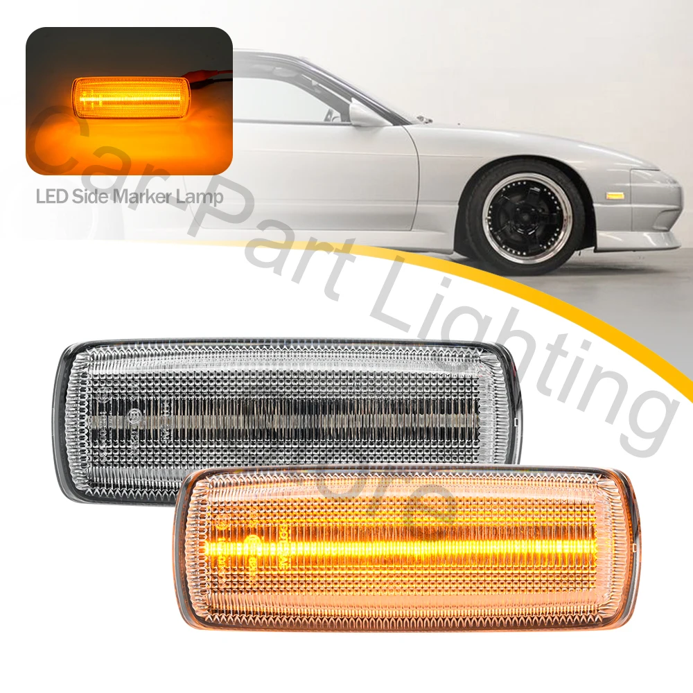 2PCS clear lens full Led Front bumper Side Marker Lights For 1989-1998 Nissan 180SX JDM-Spec indicator lamp