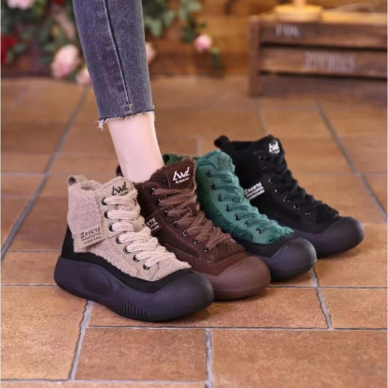 Plus velvet snow boots2024Winter Boots Women Non-Slip Dr. Martens Boots Height Increasing Boots Soft Back Thick Back Women Insul