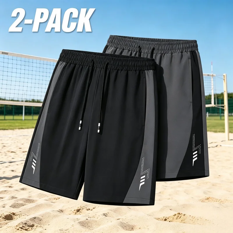 2-pcs Men's Summer Sports Shorts Quick-Drying Ideal for Gym Training and Beach Wear Made of Comfortable and Breathable Fabric