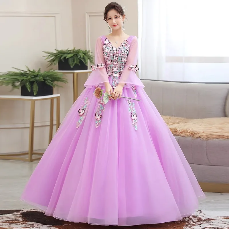 

Color yarn 2024 new chorus performance student vocal solo art exam clothing puffy skirt long evening dress women