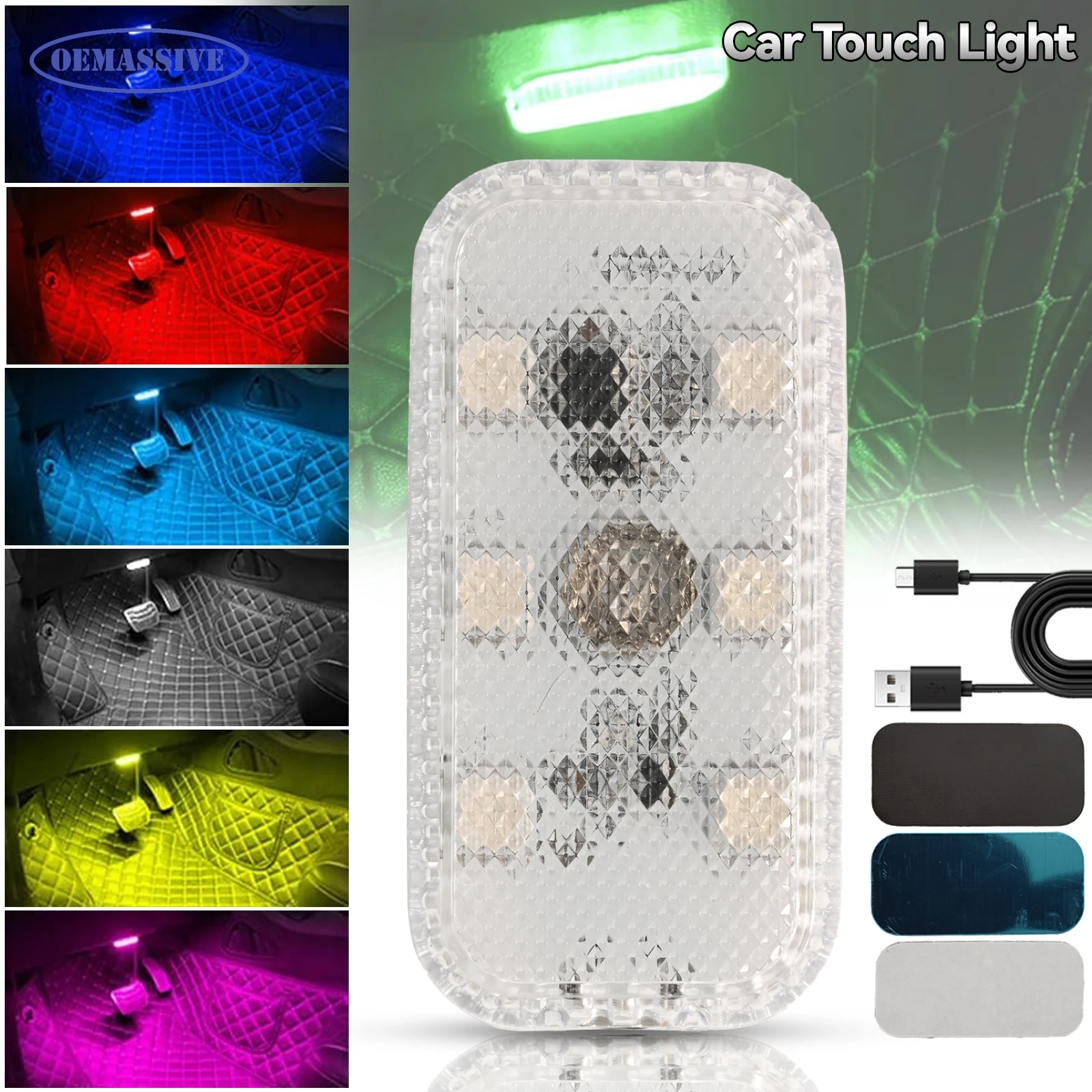 Car LED Touch Light Wireless Interior Magnetic AUTO Lamp USB Ambient Atmosphere Lighting Night Lamp Rechargeable Car Accessories