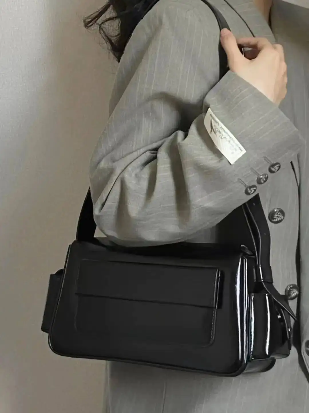 Bloom Retro Black Pillow Women Haruku Pu Leather Large Capacity Tote Bag Purse Ladies Vintage Y2k Handbag Bolsos Mujer