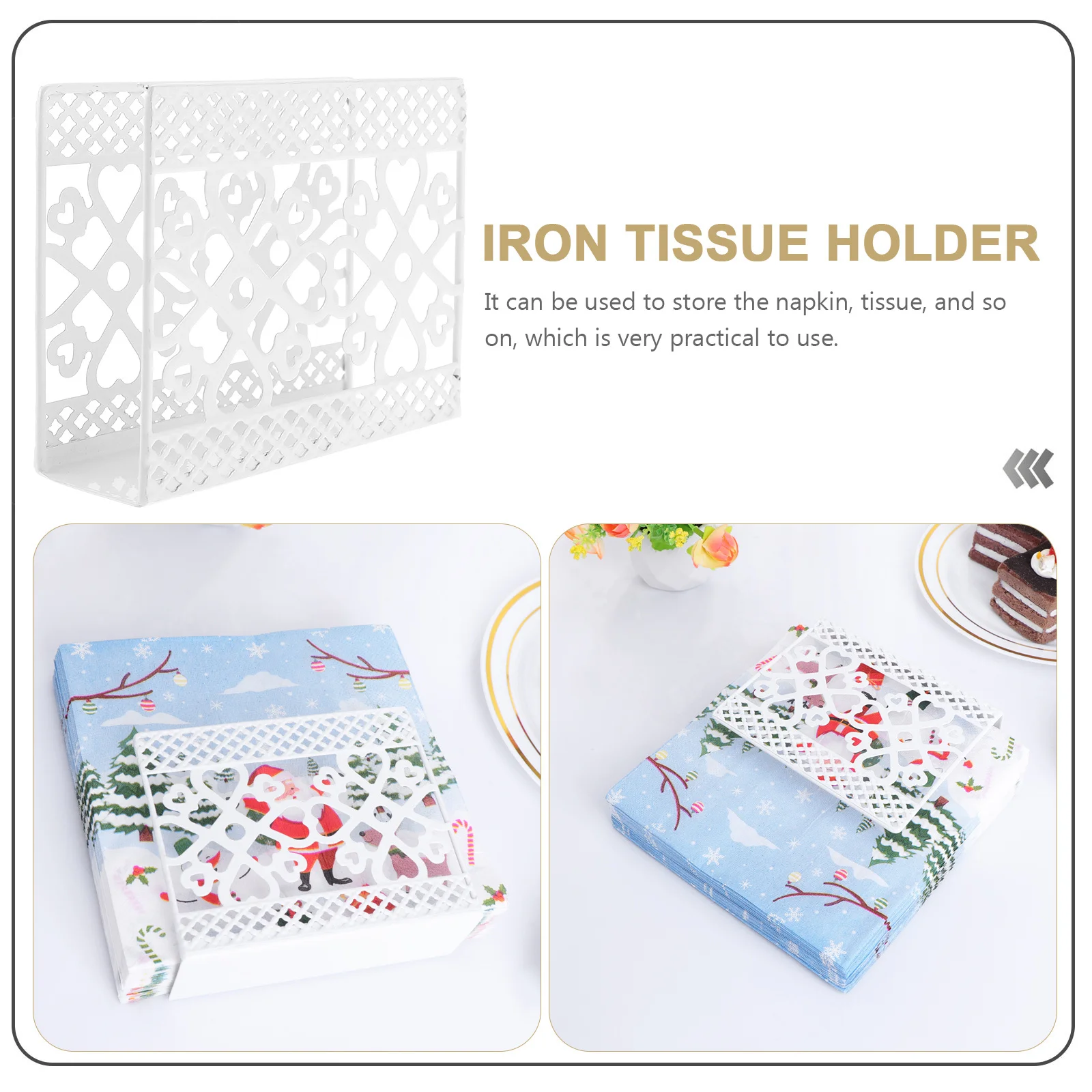 

Heart Shape Napkin Storage Rack Metal Holder for Kitchen Dining Table Party Cafe Hotels Smooth Lines Compact Size