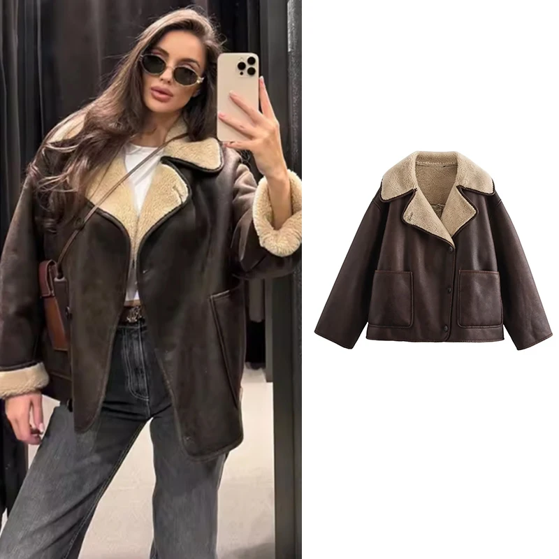 

Women's Winter Jackets 2025 New Fashion Loose Lapels Elegant Women Warm Jackets & Coats Winter Street Chic Youth Outerwear Coats