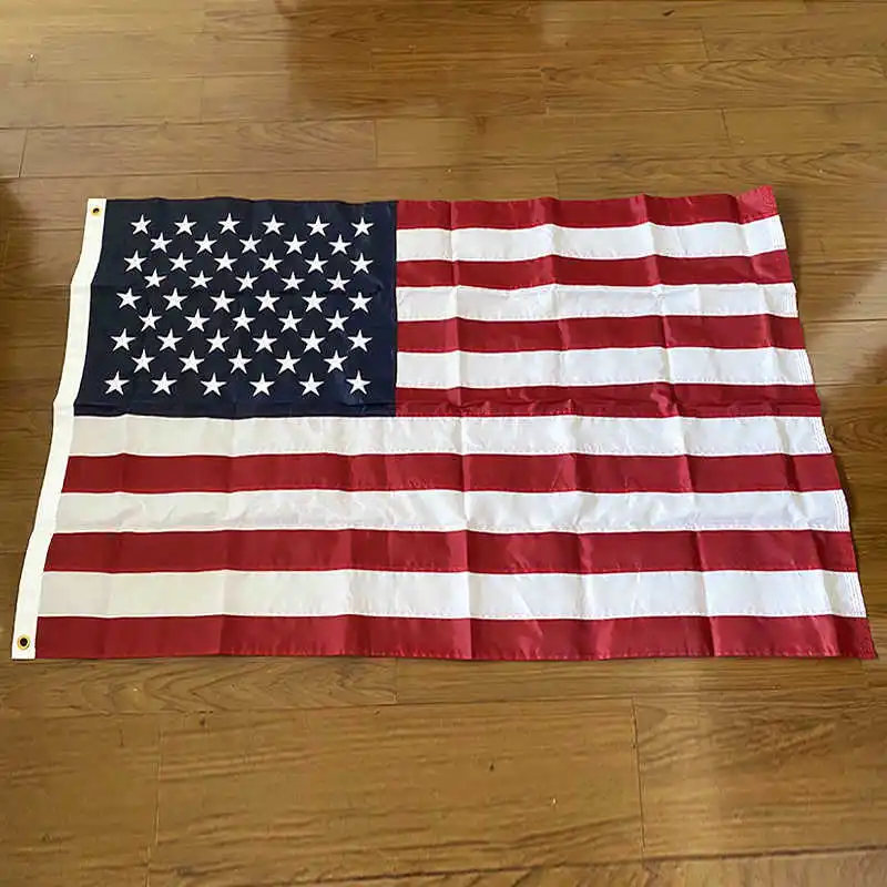 Embroidered American Flag USA UK EU 90x150cm Oxford Nylon Stitched European Union Union Jack US British Flags Banners Decoration